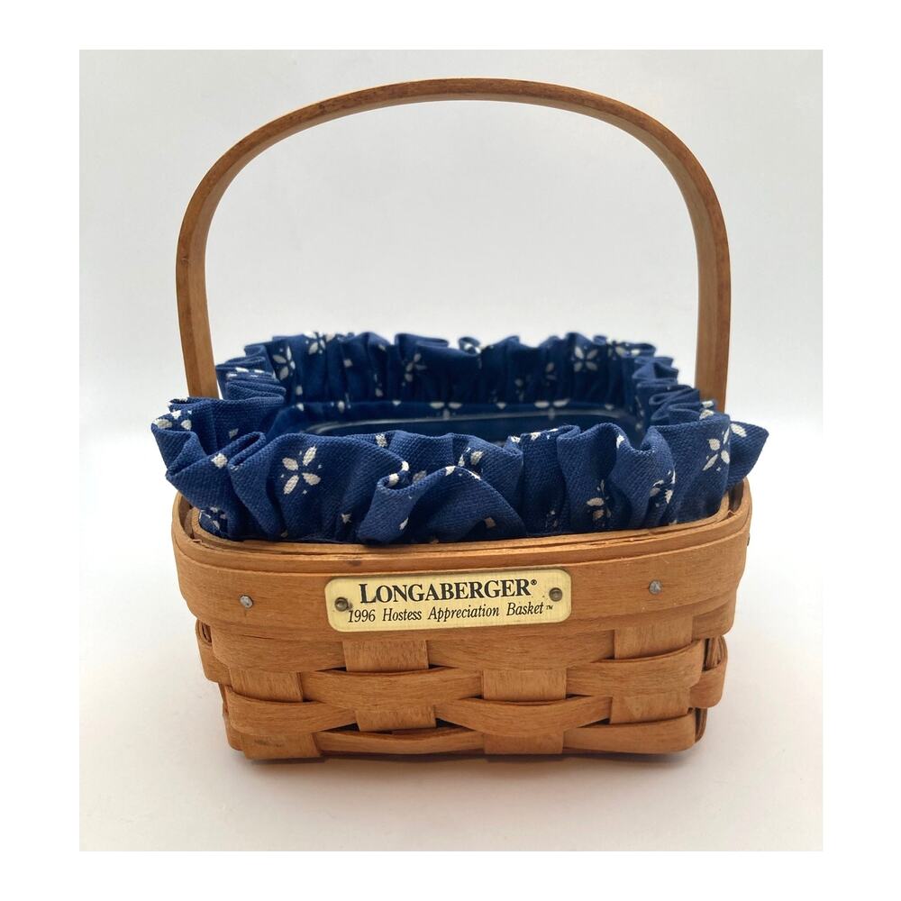 VTG Longaberger 1996 Hostess Appreciation Basket with Cloth Liner & Protector